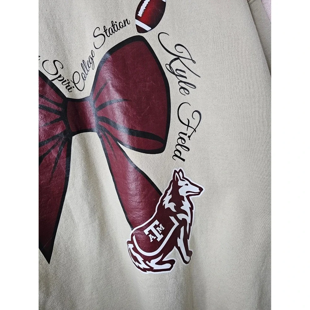 Gildan Texas A&M Aggies Gig Em Bow Reveille Sweatshirt Tan Womens 2XL Cozy Warm